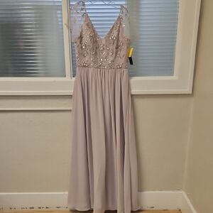 Size 12  MORGANITE beaded fluttersleeve chiffon Aline formal Adrianna Papell NWT